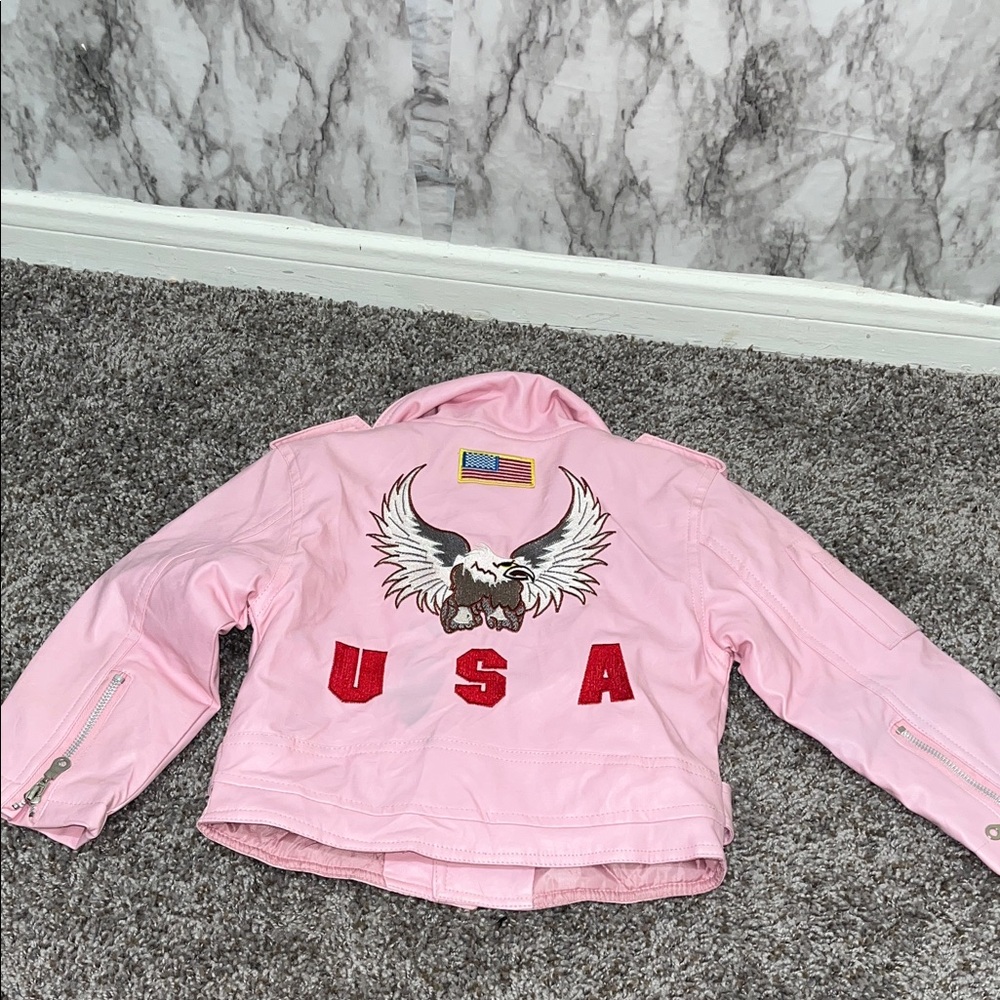 Outdoor Habitat Pink USA Faux leather Biker Jacket